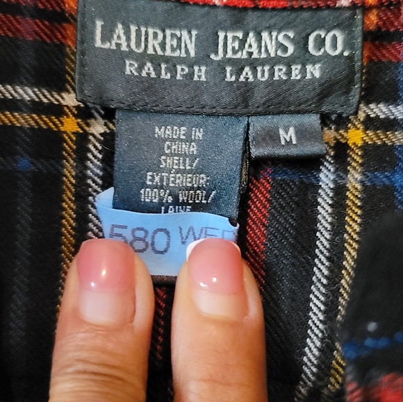 Ralph Lauren Black Red Wool Plaid Button Long Sleeve Shirt With Suede Elbow Pads - Picture 7 of 7
